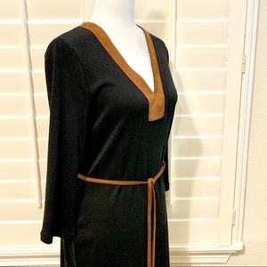 Lauren Black Dress & Brown Suede Trim